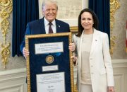 Maria Corina Machado Serahkan Penghargaan Nobel Perdamaian kepada Donald Trump
